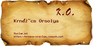 Krnács Orsolya névjegykártya